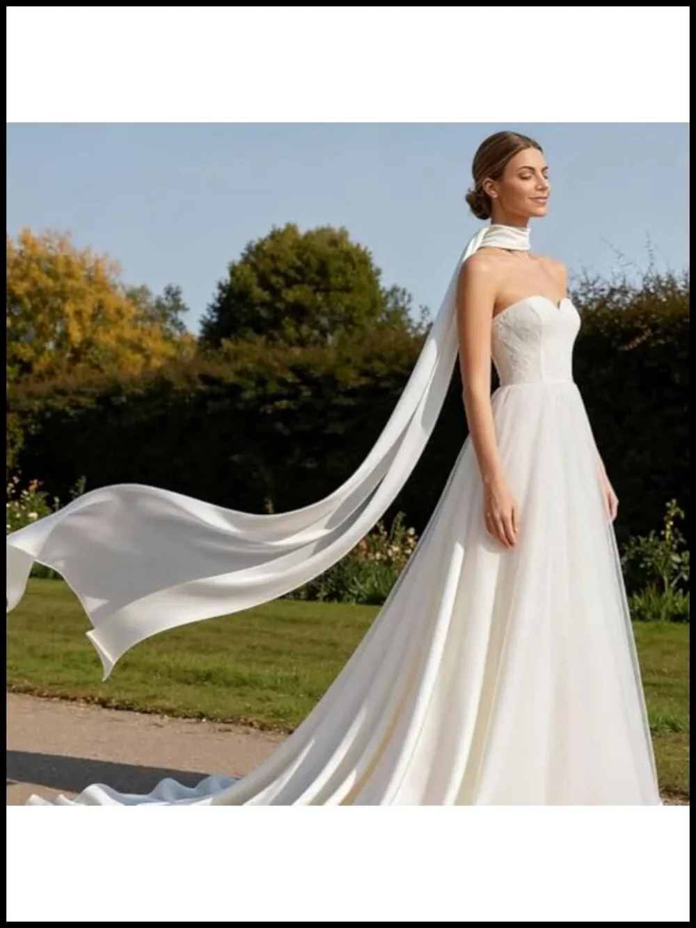 Bridal Chiffon Scarf Long White Wedding Shawl Wrap Ceremony Veil